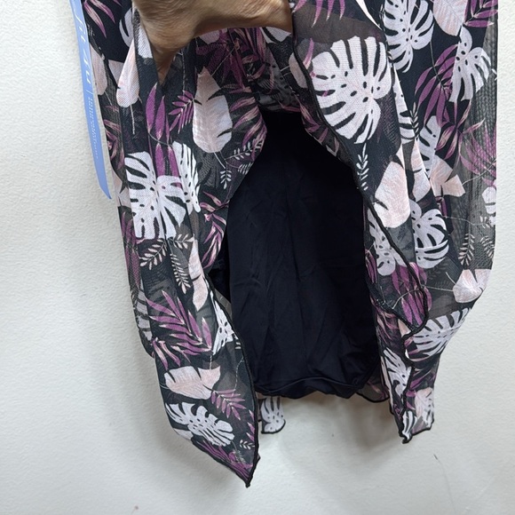 (L1) Fit 4 U Mesh Swimsuit Floral Print Loose Dress Black Jumpsuit, Diff/Sizes - Picture 5 of 11